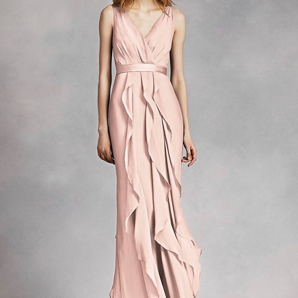 Vera Wang V-Neck Wrapped Dress with Satin Belt